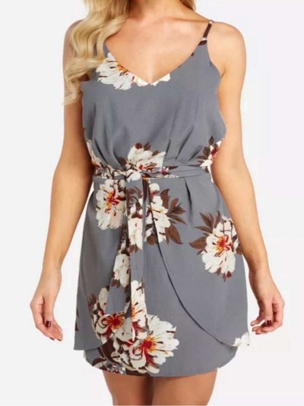 Zanzea Light Gray Textured Dress with Soft Lining